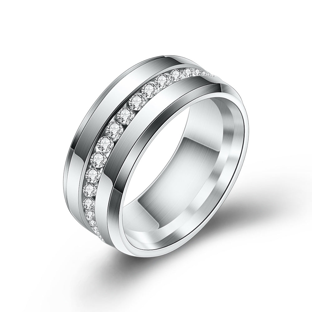 Herren Ring mit funkelnden Zirkonia und stilvollem, geometrischem Design Shop Nory