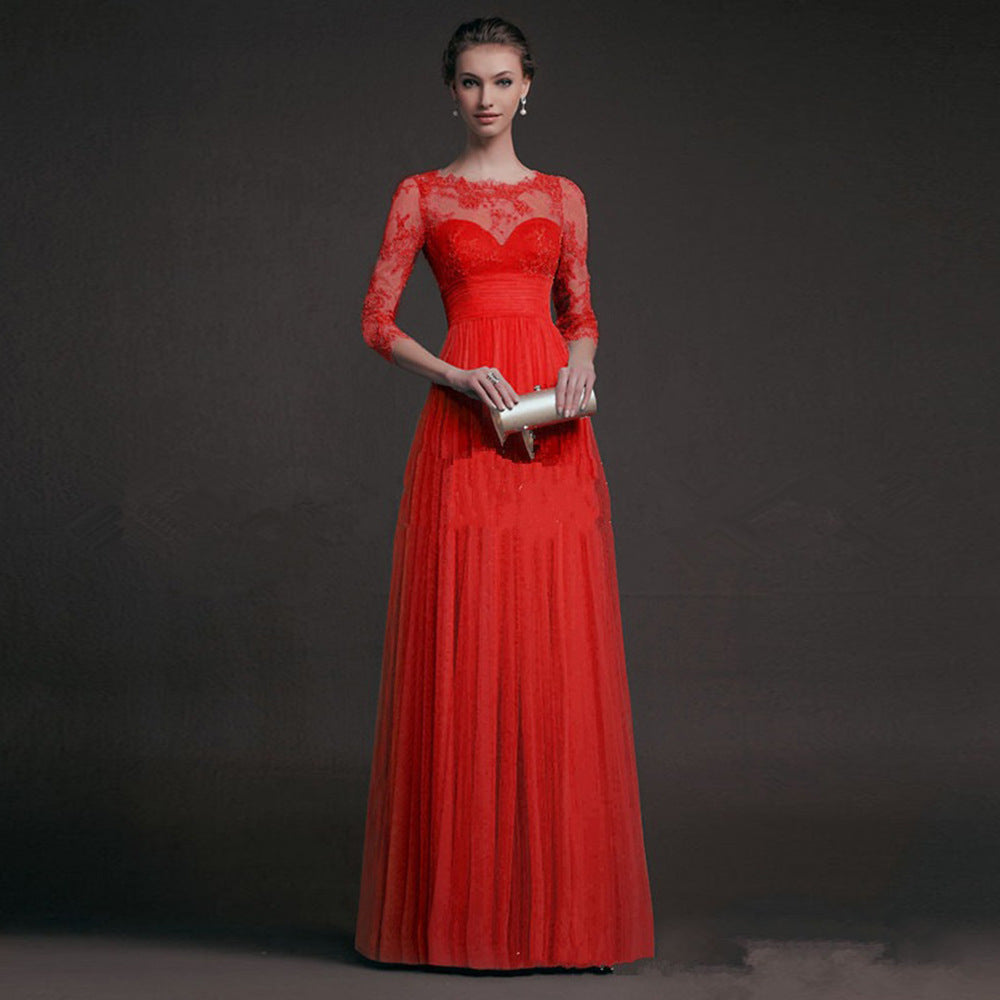 Damen Elegantes Abendkleid mit transparenter Spitze und schickem Rock Shopnory