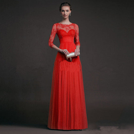 Damen Elegantes Abendkleid mit transparenter Spitze und schickem Rock Shopnory