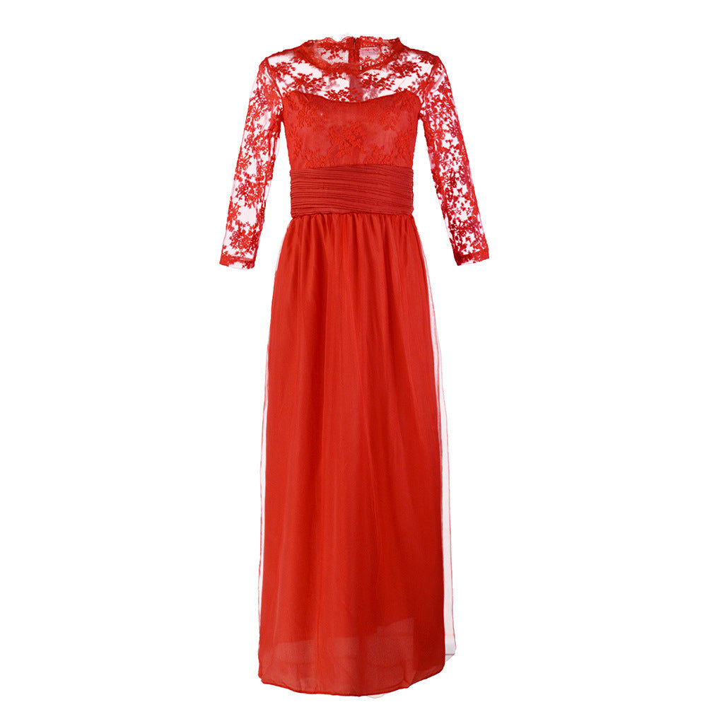 Damen Elegantes Abendkleid mit transparenter Spitze und schickem Rock Shopnory