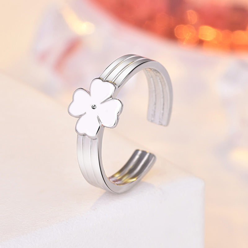 Damen Offener Ring mit kunstvollem Blumenmotiv Shop Nory