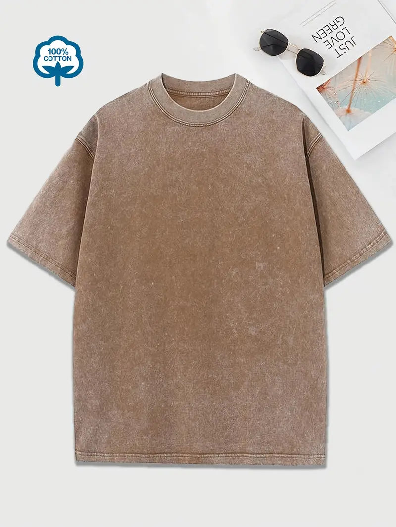 Baumwoll-T-Shirt mit Rundhalsausschnitt