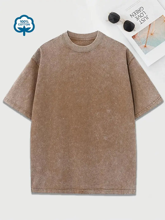 Baumwoll-T-Shirt mit Rundhalsausschnitt