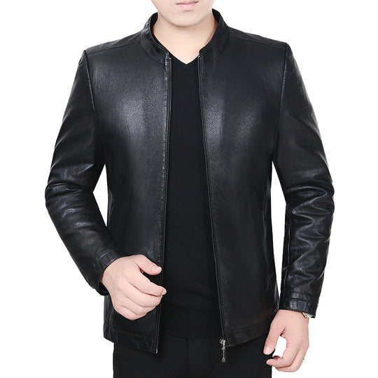 Herren Lederjacke mit Stehkragen und minimalistischer Reißverschlussfront Shop Nory
