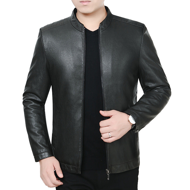 Herren Lederjacke mit Stehkragen und minimalistischer Reißverschlussfront Shop Nory