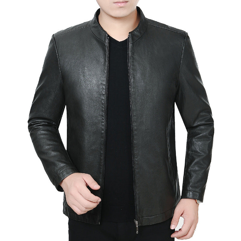 Herren Lederjacke mit Stehkragen und minimalistischer Reißverschlussfront Shop Nory