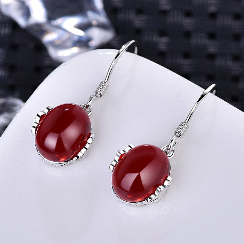 Damen-Ohrringe mit elegantem roten Edelstein und hochwertigem Edelstahl-Design Shop Nory
