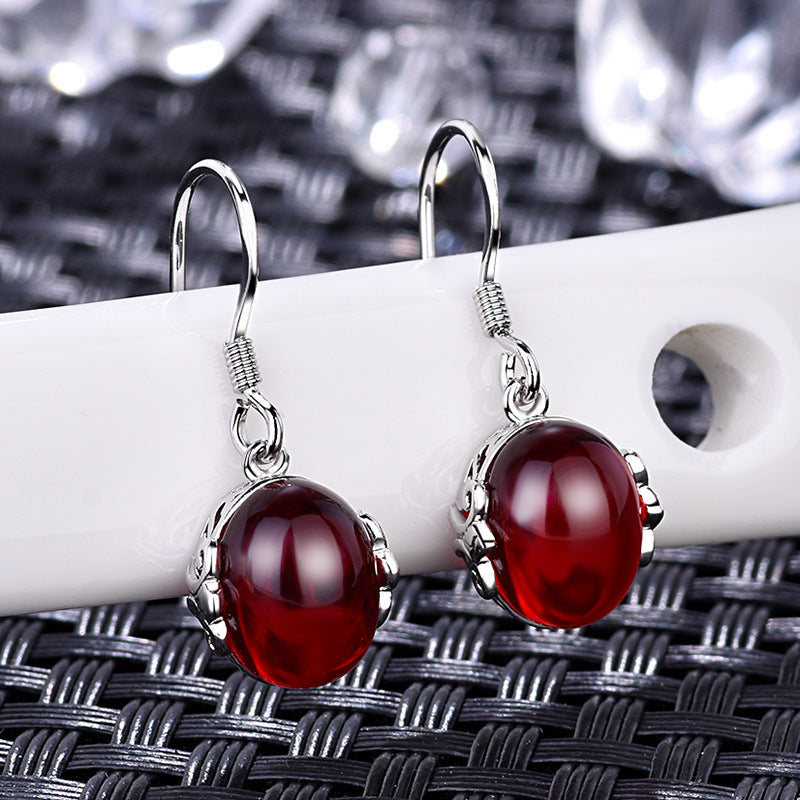 Damen-Ohrringe mit elegantem roten Edelstein und hochwertigem Edelstahl-Design Shop Nory