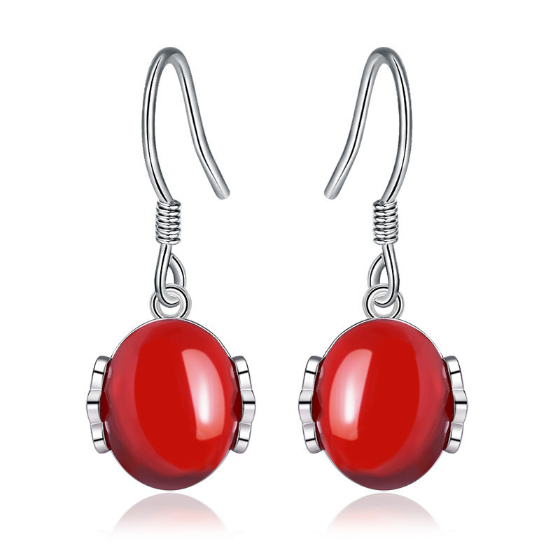Damen-Ohrringe mit elegantem roten Edelstein und hochwertigem Edelstahl-Design Shop Nory