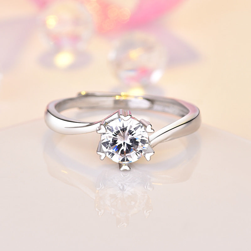 Damen Verlobungsring mit funkelndem Zirkonia und herzförmigem Design Shop Nory