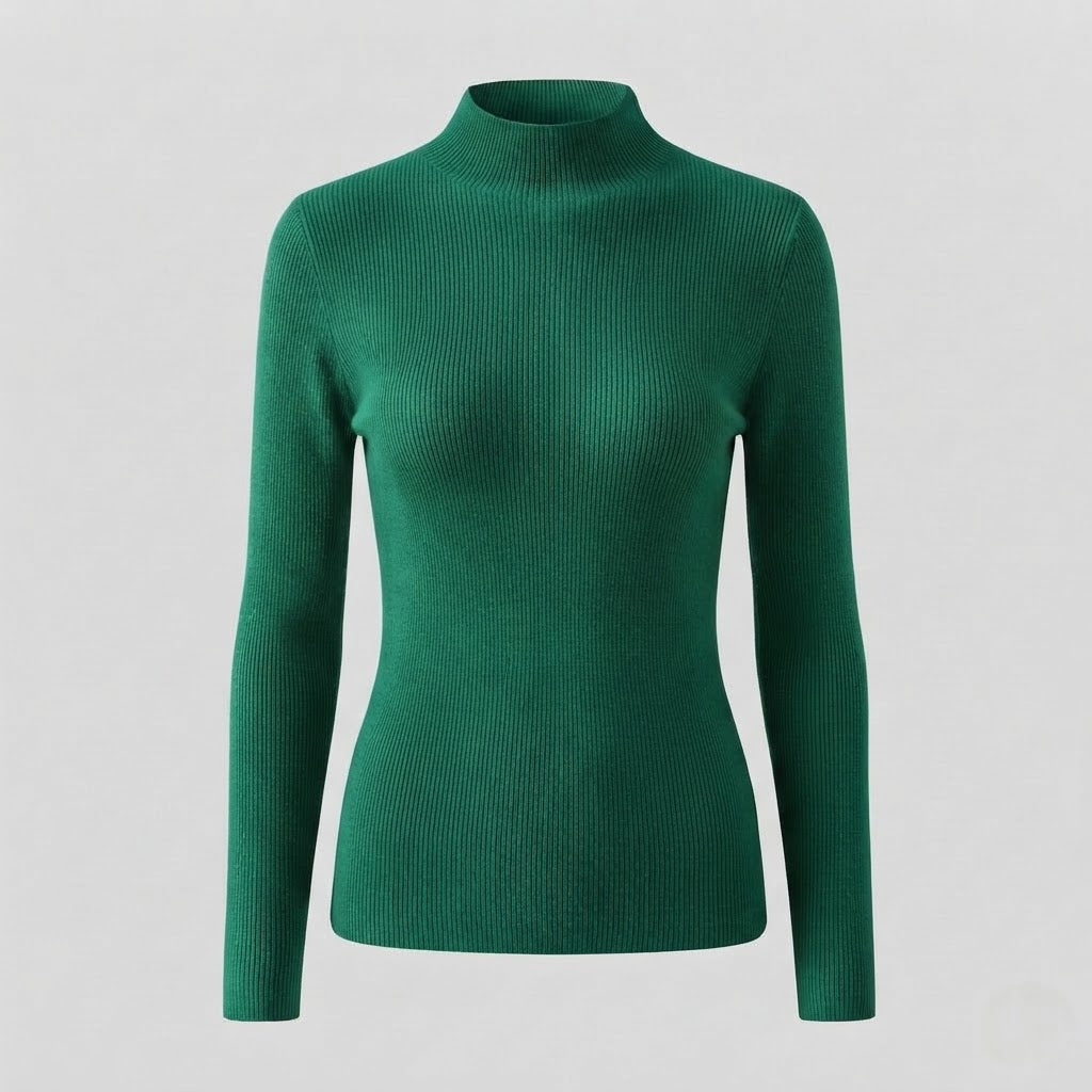 Damen Eleganter Slim-Fit Rollkragenpullover aus flauschigem Angora-Mix mit feiner Rippstruktur Shop Nory