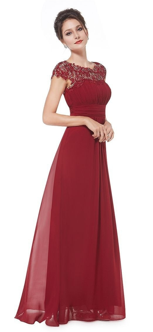Damen Elegantes Maxikleid mit Spitzenoberteil und fließendem Rock