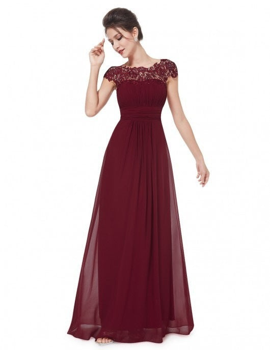 Damen Elegantes Maxikleid mit Spitzenoberteil und fließendem Rock