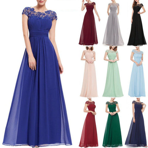 Damen Elegantes Maxikleid mit Spitzenoberteil und fließendem Rock