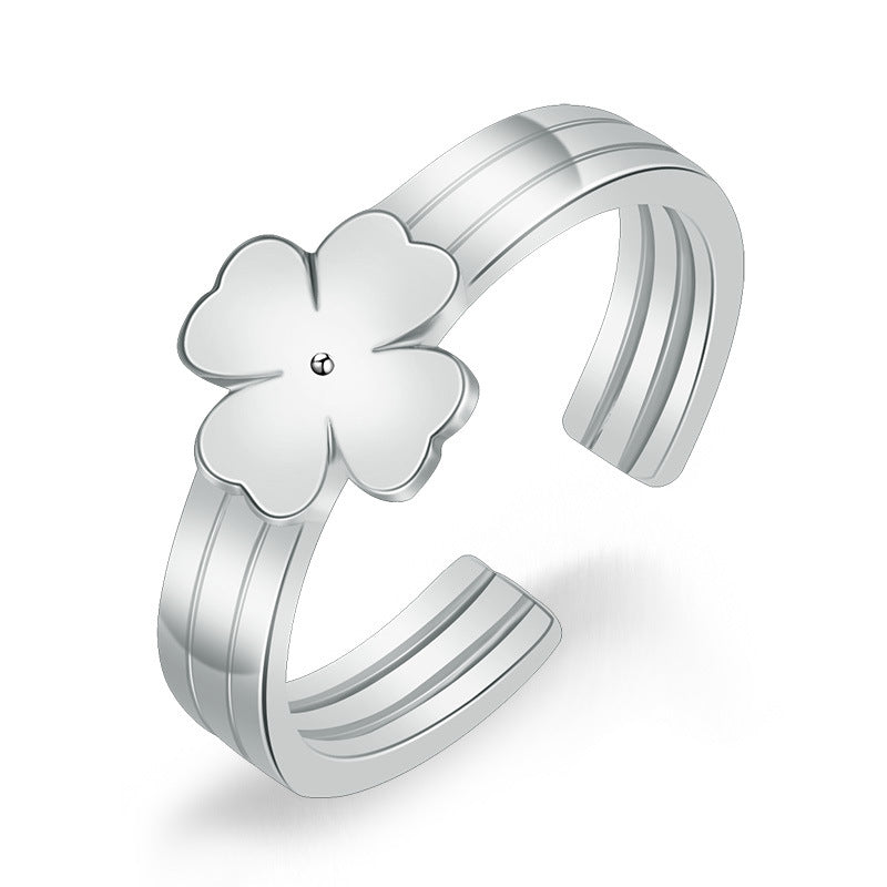 Damen Offener Ring mit kunstvollem Blumenmotiv Shop Nory