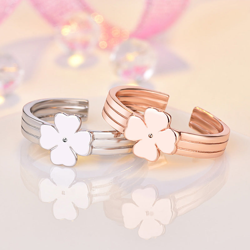 Damen Offener Ring mit kunstvollem Blumenmotiv Shop Nory