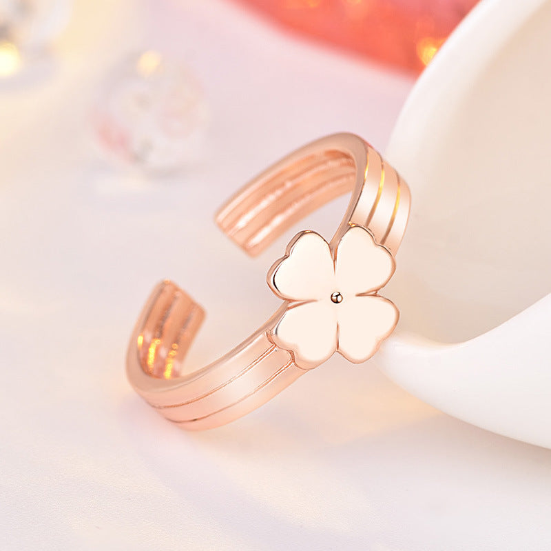 Damen Offener Ring mit kunstvollem Blumenmotiv Shop Nory