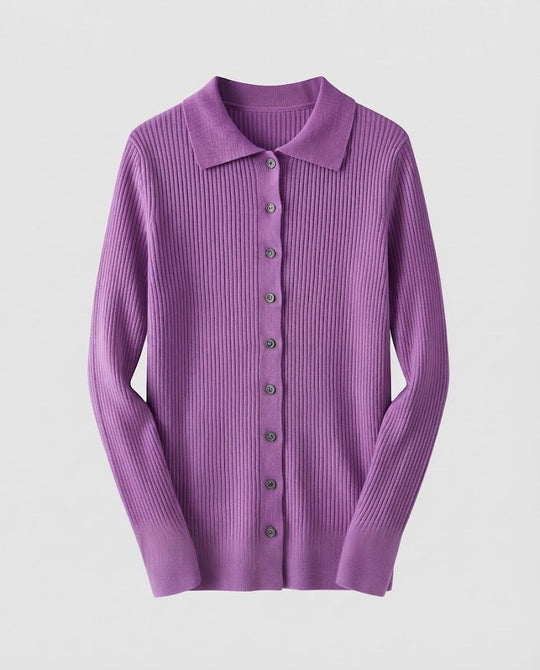 Damen Feiner Rippenstrick-Cardigan mit Hemdkragen und passendem Trägertop Shop Nory