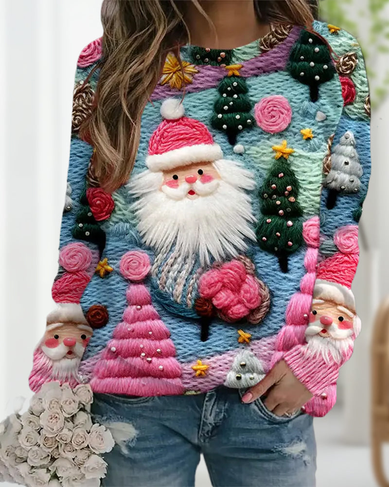 Weihnachtsbaum und Weihnachtsmann Drucken