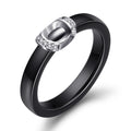 Damen Ring mit modernem, glattem Design und funkelndem Kristallbesatz Shop Nory