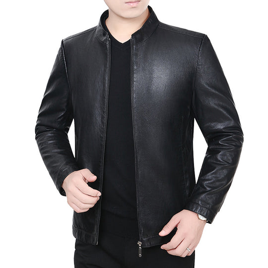 Herren Lederjacke mit Stehkragen und minimalistischer Reißverschlussfront Shop Nory