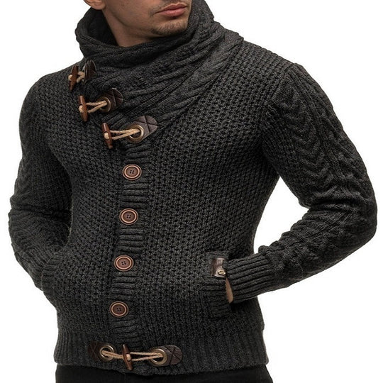 Herren nan Strickcardigan mit hohem Schalkragen, Zopfmuster und Knebelverschlüssen Shop Nory