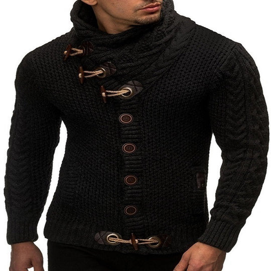 Herren nan Strickcardigan mit hohem Schalkragen, Zopfmuster und Knebelverschlüssen Shop Nory