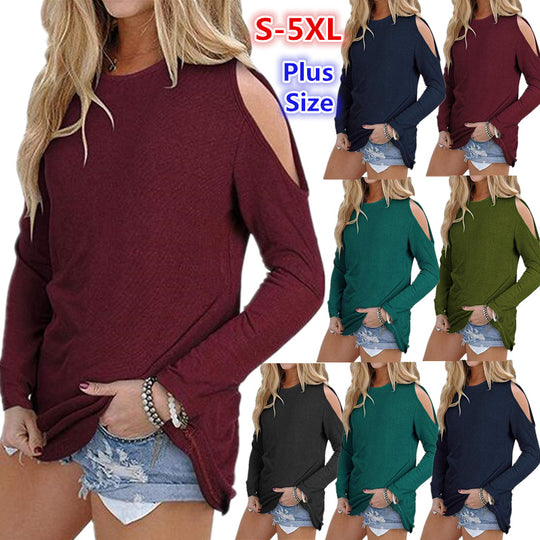 Damen Langarmshirt mit ausgeschnittenen Schultern und lässiger Tunika-Silhouette Shop Nory