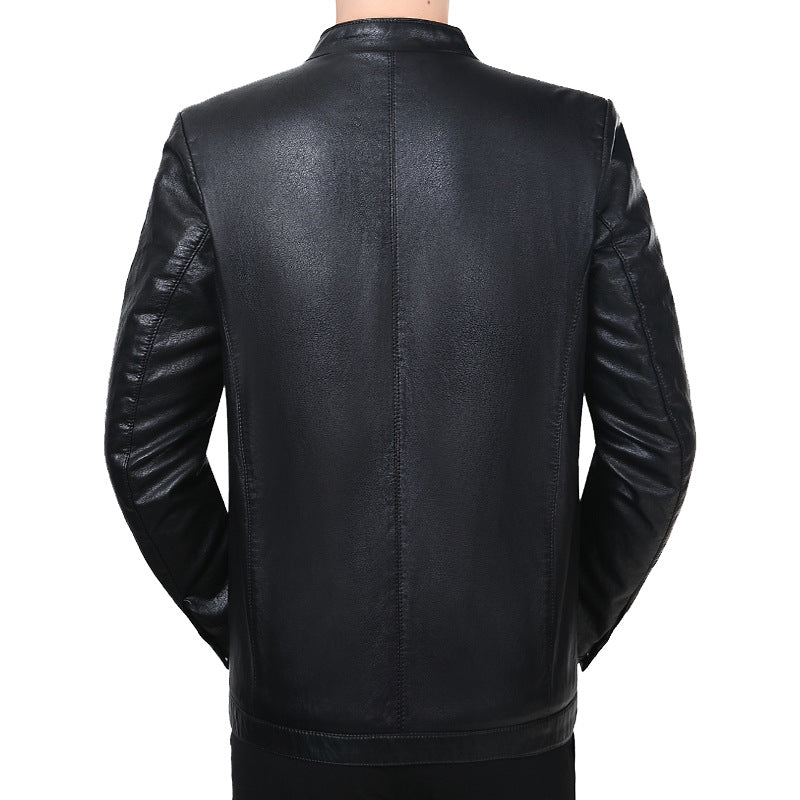 Herren Lederjacke mit Stehkragen und minimalistischer Reißverschlussfront Shop Nory