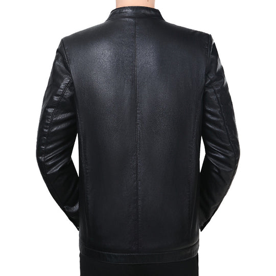 Herren Lederjacke mit Stehkragen und minimalistischer Reißverschlussfront Shop Nory