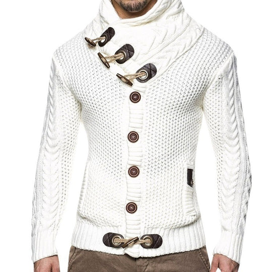 Herren nan Strickcardigan mit hohem Schalkragen, Zopfmuster und Knebelverschlüssen Shop Nory