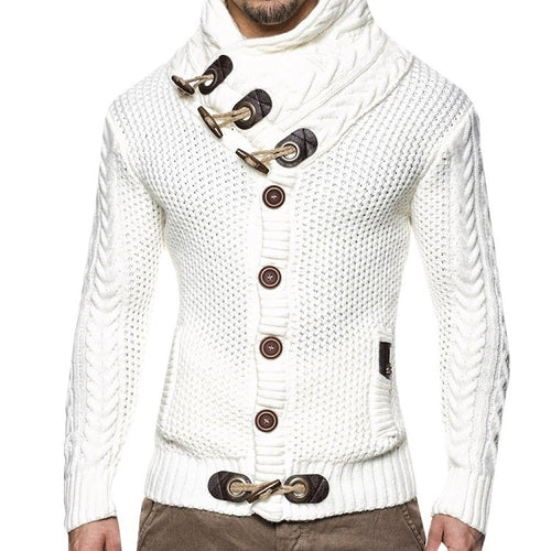 Herren nan Strickcardigan mit hohem Schalkragen, Zopfmuster und Knebelverschlüssen Shop Nory