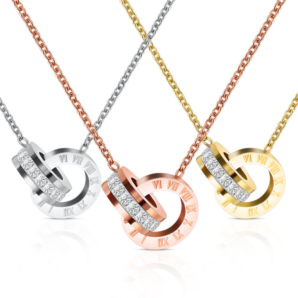 Damen Halskette mit graviertem Zirkonia-Anhänger und modernem Infinity-Design Shop Nory