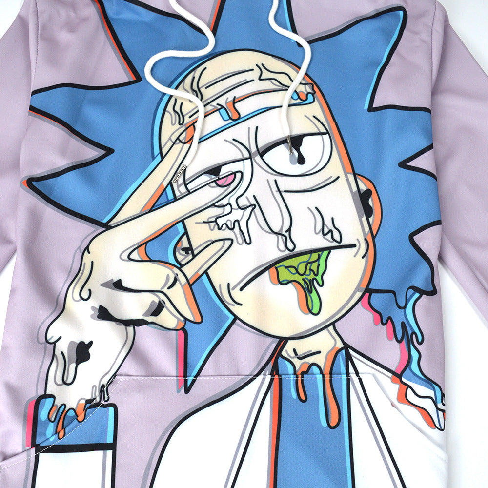 Unisex Kapuzenpullover mit großflächigem Cartoon-Print, tropfender Grafik & Kängurutasche Shop Nory