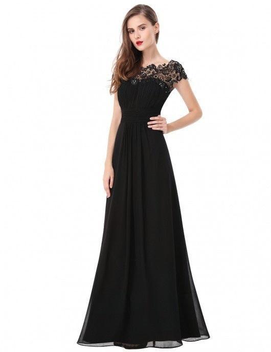 Damen Elegantes Maxikleid mit Spitzenoberteil und fließendem Rock