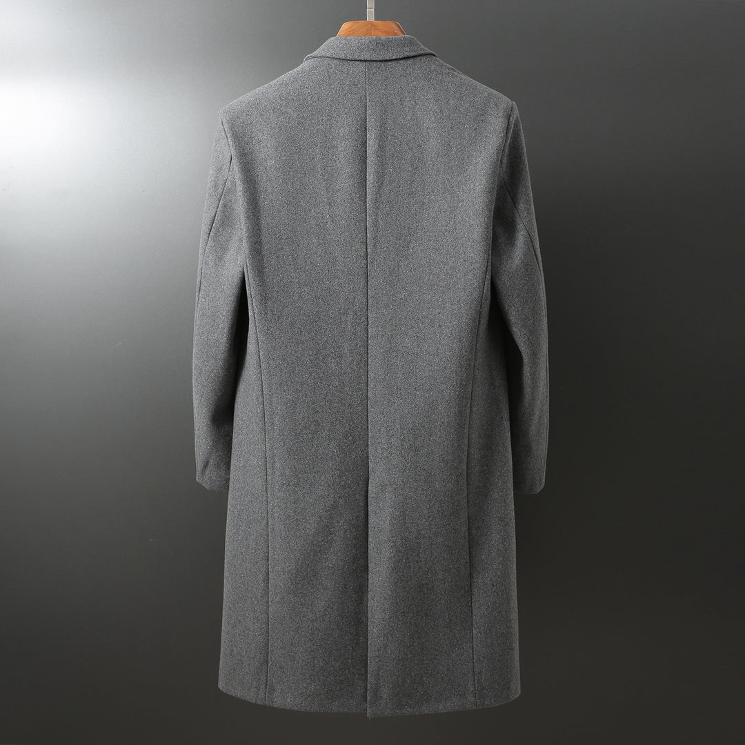 Herren Eleganter langer Wollmix-Mantel mit Schalkragen und geradem Schnitt Shop Nory