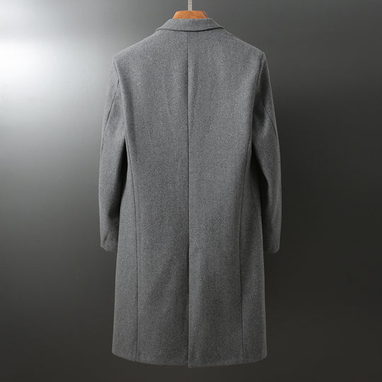 Herren Eleganter langer Wollmix-Mantel mit Schalkragen und geradem Schnitt Shop Nory