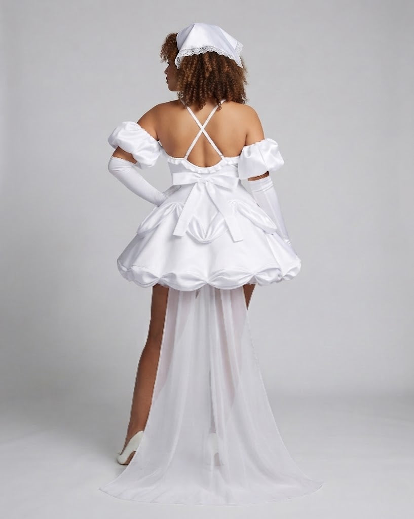 Damen Hochzeits-Cosplay-Kleid mit Ärmelapplikationen und aufwendigen Rüschen Shop Nory