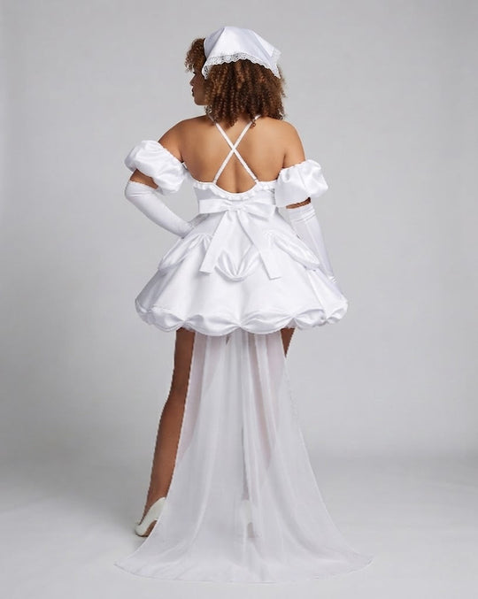 Damen Hochzeits-Cosplay-Kleid mit Ärmelapplikationen und aufwendigen Rüschen Shop Nory