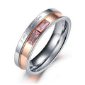 Damen Eleganter Ring mit rosa Zirkonia und Gravur Shop Nory