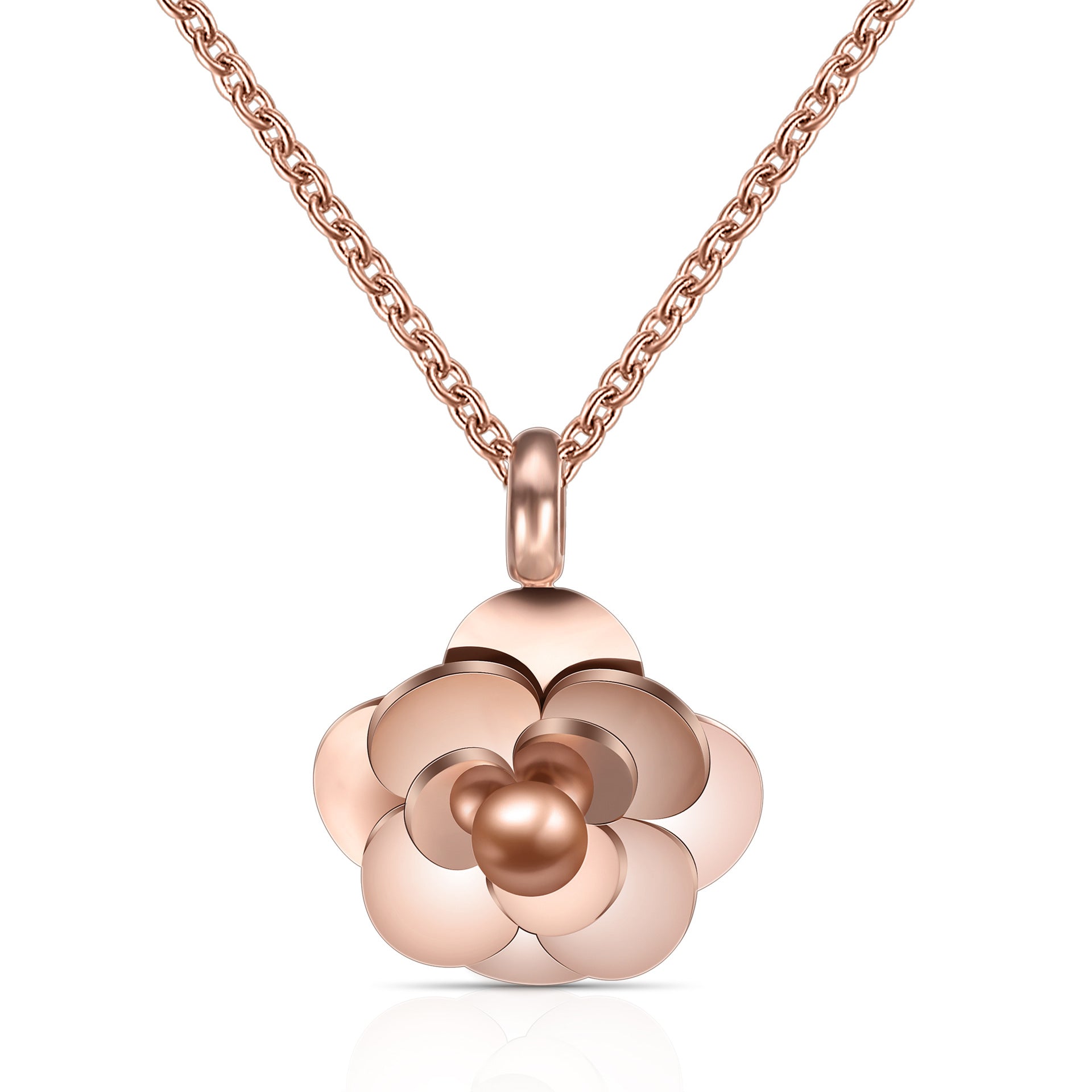 Damen Edelstahl-Halskette mit floralem Anhänger Shop Nory