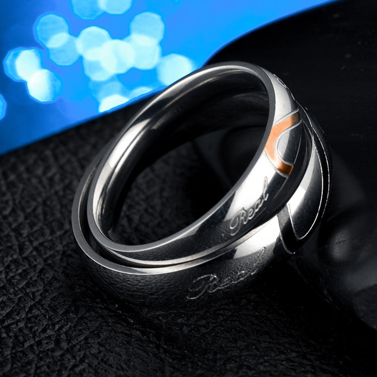 Herren Ring mit elegantem, graviertem Dekor und geschwungenem Roségold-Akzent Shop Nory