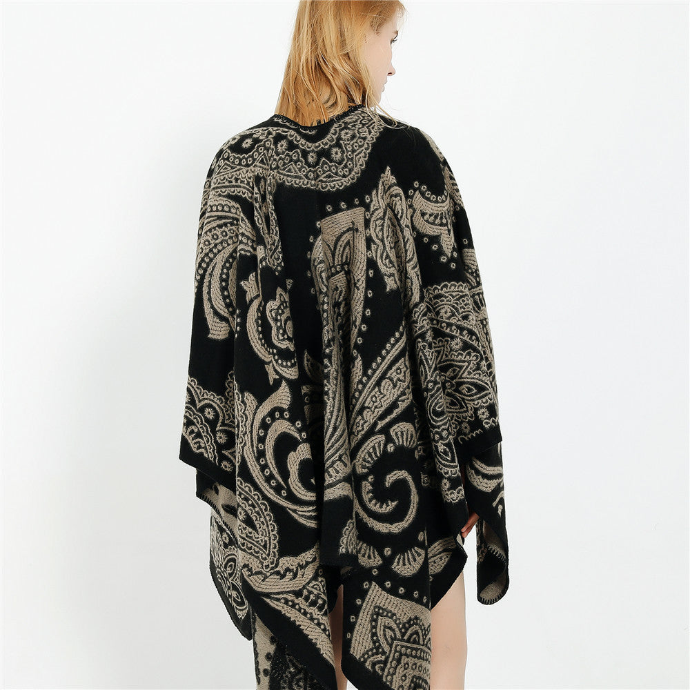 Damen Oversize-Ruana im Paisley-Jacquard mit offener Kimono-Silhouette Shop Nory