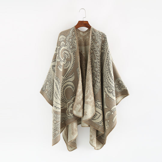 Damen Oversize-Ruana im Paisley-Jacquard mit offener Kimono-Silhouette Shop Nory