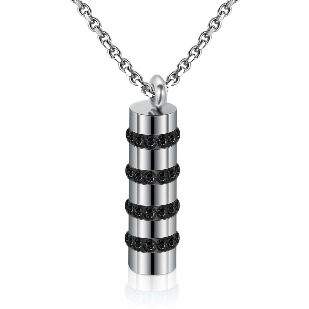 Damen stilvolle Edelstahl-Halskette mit eleganten schwarzen Zirkonia Shop Nory