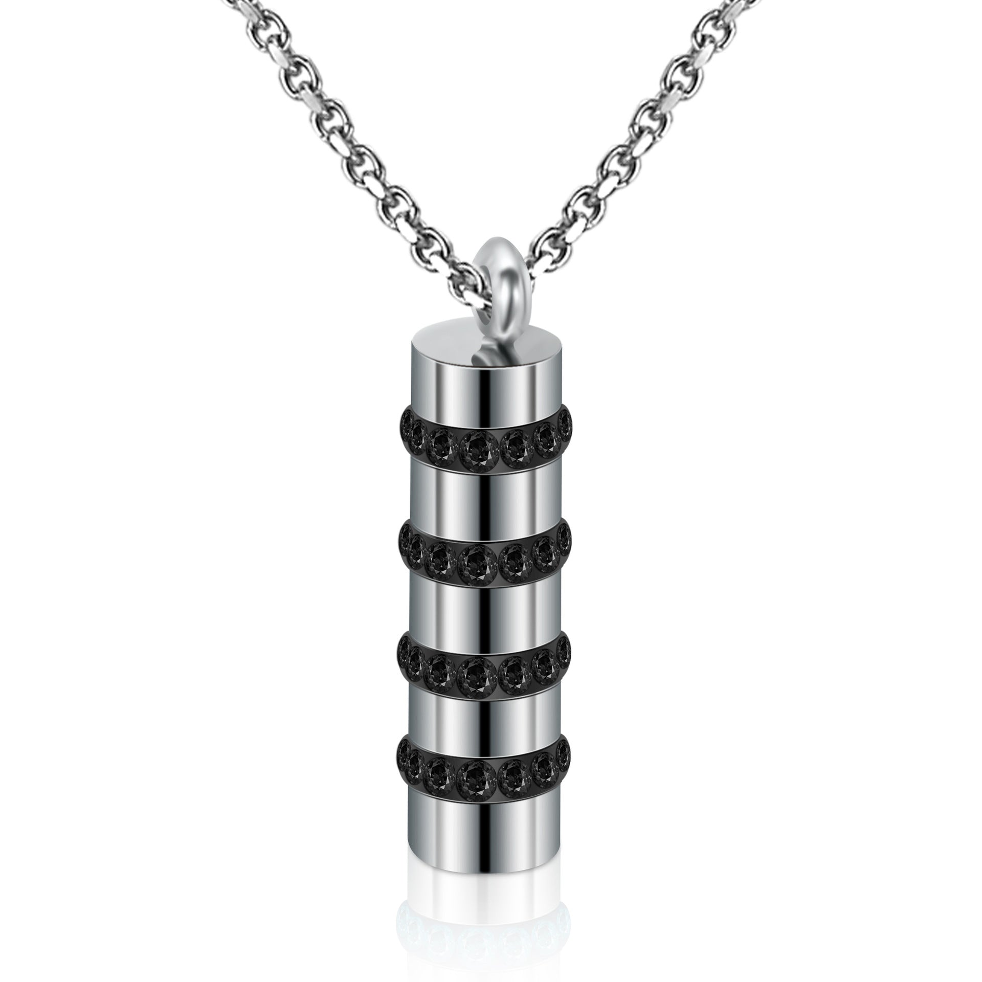 Damen stilvolle Edelstahl-Halskette mit eleganten schwarzen Zirkonia Shop Nory