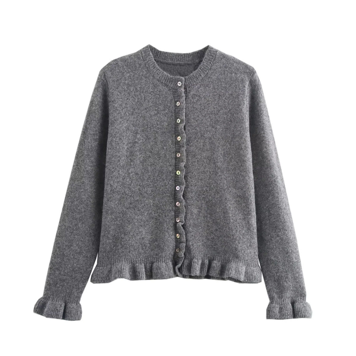 Damen-Cardigan mit Knöpfen, schickes Lagen-Oberteil