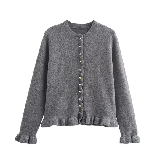 Damen-Cardigan mit Knöpfen, schickes Lagen-Oberteil