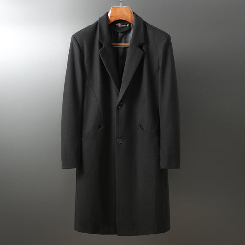 Herren Eleganter langer Wollmix-Mantel mit Schalkragen und geradem Schnitt Shop Nory