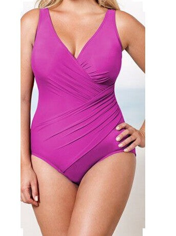 Damen Eleganter Wickel-Badeanzug mit modellierenden Einsätzen
